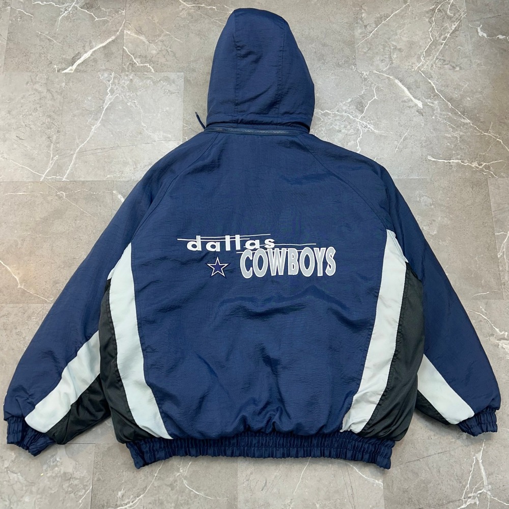 90s Vintage Logo 7 Dallas Cowboys Jacket Mens 2XL Quilted Puffer Coat Full Zip